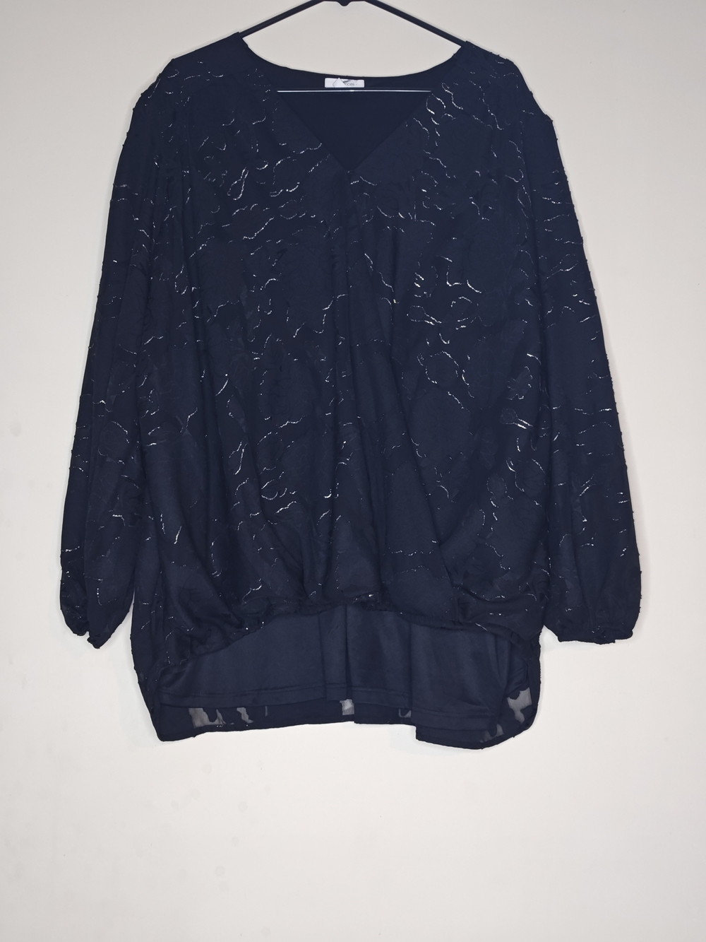 Maurices Black V-Neck Long Sleeve Tunic with Metallic Detail 3X